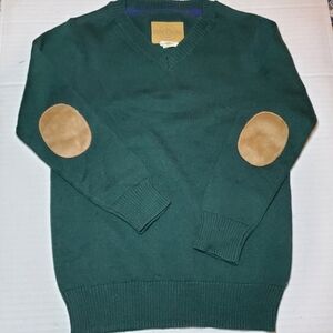 Hope & Henry Fine Gauge V-Neck Organic Sweater with Elbow Patches Sz XS